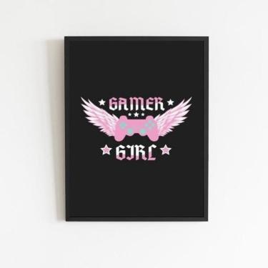 Imagem de Quadro Decorativo Gamer Girl 24X18Cm - Com Vidro Preta