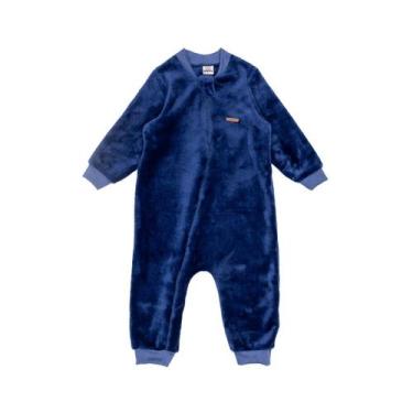 Imagem de Macacão Fleece Bebê Liso Peluciado Com Zíper Inverno - Fofotinhos, Azu