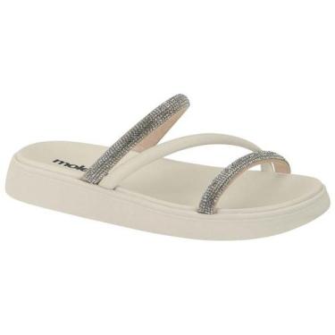 Imagem de Sandalia Papete Moleca Feminina Casual Tiras Flatform, Branco, 36