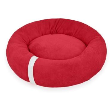 Imagem de Cama Gato e Cachorro Ninho Médio Nuvem Soft Macio Caminha Pet Lavável Donut Fundo Impermeável(Vermelho)