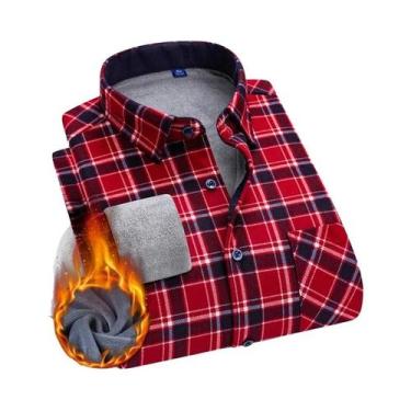 Imagem de Camisa De Negócios Masculina De Manga Longa Em Flanela Grossa Para Out
