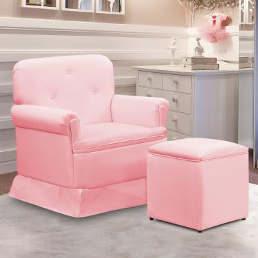 Imagem de Puff Decorativo Quadrado para Sala Lígia Sintético Rosa Bebê E03 - D'Rossi