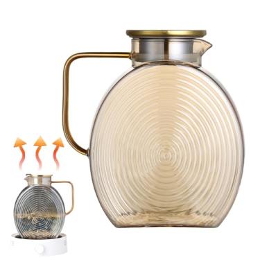 Imagem de Chaleira de vidro – Jarra de vidro para bebidas de 2,5 l | com tampa de aço inoxidável, chaleira de água quente para uso doméstico, cozinha, geladeira, bebidas, café, sucos de leite, trabalho, balcão