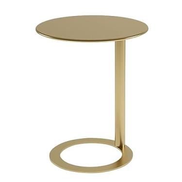 Imagem de Mesa lateral em forma de C para espaços pequenos, mesa de canto redonda de café para sala de estar, mesa de cabeceira moderna para decoração de casa fácil de montar
