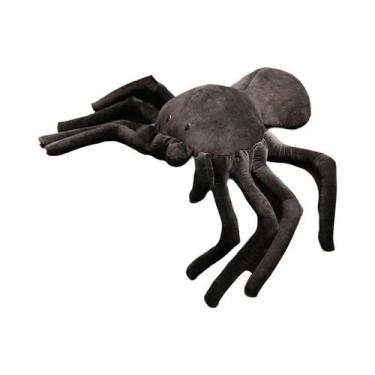 Imagem de Aranha Gigante Preta De Pelúcia Super Macia Vintage Halloween Decoraçã