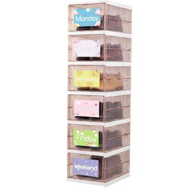 Imagem de Hlimior Organizador de roupas para crianças com 6 prateleiras, diário, semanal, dobrável, organizador de armário para pendurar com porta de plástico para meninos e meninas, itens essenciais de segunda