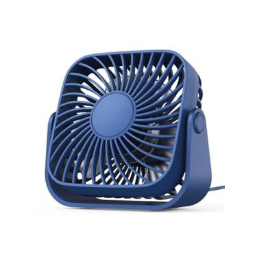 Imagem de Mini ventilador de mesa USB, portátil, fluxo de ar forte e operação silenciosa, ventilador de resfriamento pequeno de vento de 3 velocidades, cabeça giratória de 360° para mesa de escritório doméstico