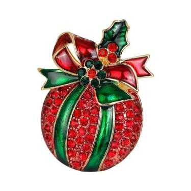 Imagem de Broche Feminino De Natal Com Strass, Design De Pinheiro, Maçã, Sino E 