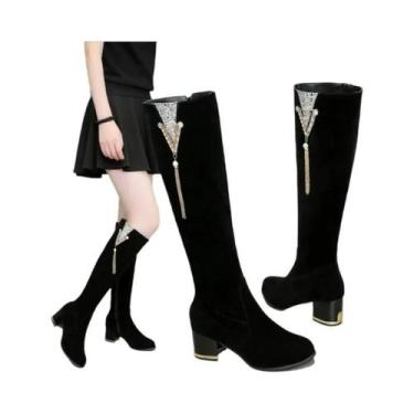 Imagem de Botas Longas Femininas Com Zíper Lateral E Salto Grosso Para Outono In