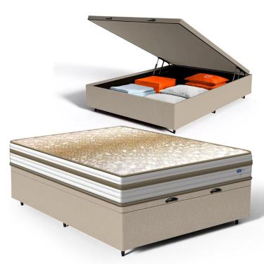 Imagem de Cama Box Baú com Colchão de Molas Ensacadas Double Face Pillow Euro Alfa Probel Casal 138cm