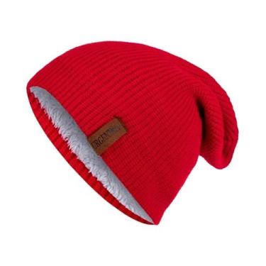 Imagem de Gorro De Inverno Unissex Forrado Com Pelúcia, Tricotado, Quente, Boné 