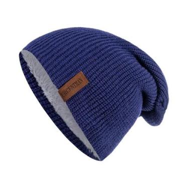 Imagem de Gorro De Inverno Unissex Forrado Com Pelúcia, Tricotado, Quente, Boné 
