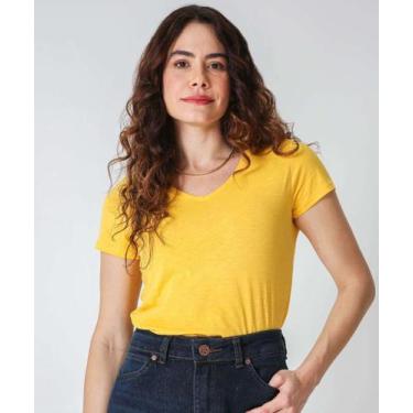 Imagem de Blusa Feminina Flamê Manga Curta Marisa-66138, Amarelo, P