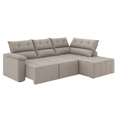 Imagem de Sofá De Canto Retrátil E Reclinável 4 Lugares Santorini Veludo Luizzi Cappuccino