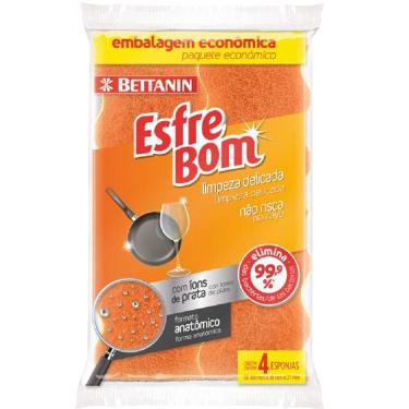 Imagem de Esponja Limpeza Delicada 4UN Esfrebom Laranja