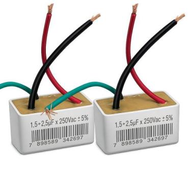Imagem de Kit 2 capacitor 1,5 +2,5uf x 250v 3 fios quadrado tri - TRIO