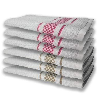 Imagem de 6 Panos De Prato Atoalhado Felpudo Premium Rosa+Marrom