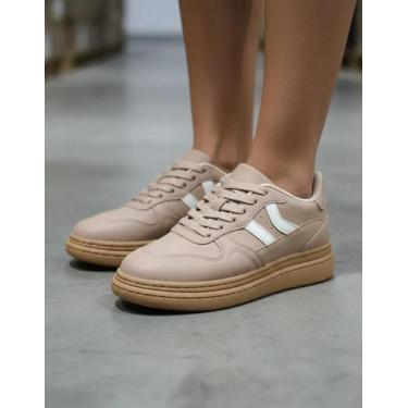 Imagem de Tênis Feminino Nobuck Casual Conforto Moleca Original, Nude, 37