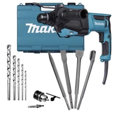 Imagem de Martelete Rompedor Sds Plus Hr2670 Makita 800W e 3 joules + Kit pontei
