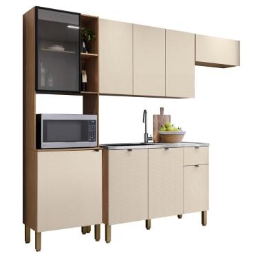 Imagem de Cozinha Compacta Balcão Com Pia 120cm Laura Plus Soft-freijó Z06 - Mpozenato