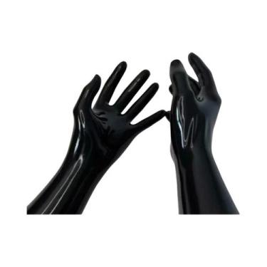 Imagem de Luvas Longas Pretas De Látex Malaio Para Fantasia Kigurumi Zentai De C