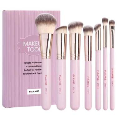 Imagem de Kit Pincéis de Maquiagem com 7 Peças Cor:Rosa - Maange, Rosa