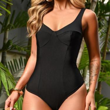 Imagem de Body Maiô Blusa Feminina Collant De Suplex Com Bojo Removivel Praia Pi