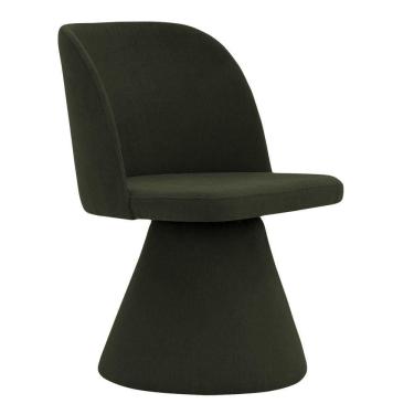Imagem de Cadeira De Jantar Liz Base Fixa Linho Verde Musgo - Nexta Casa