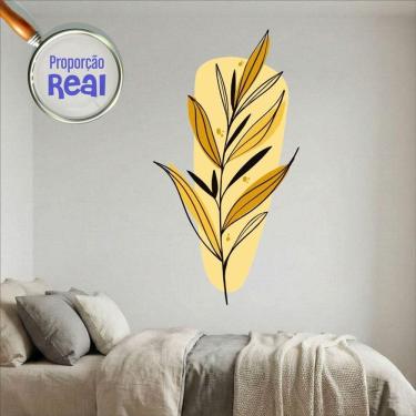 Imagem de Adesivo Floral Boho Amarelo Estilo Nórdico 79x150 Minimalista Mod.03