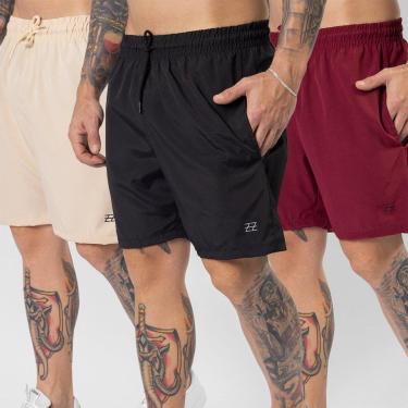 Imagem de Kit 3 Bermudas Masculinas Academia Treino Shorts Elástico Luzzoo-Masculino