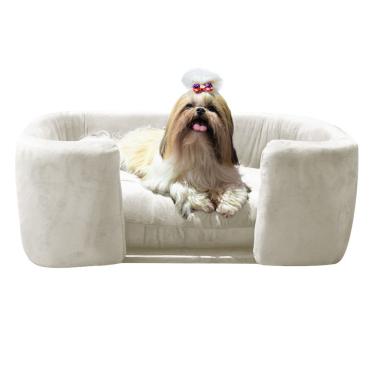 Imagem de Poltrona Cama Pet Hannah Luxo com Almofada Bege Suede Veludo SSX Multicoisas
