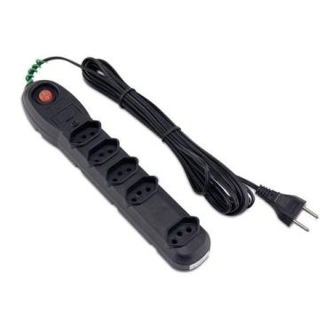 Imagem de Protetor De Surtos Com 5 Tomadas De 3 Metros Preto - 7202 - Force Line