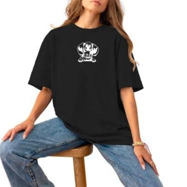 Imagem de Blusa Feminina Plus Size Casual Estilosa e Confortável Algodão Premium 30.1 Estampada Dog White-Feminino