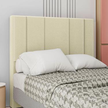 Imagem de Cabeceira Estofada Rubi Casal 140 Cm Corino 142x130x7 Cm Bege Sonhar Estofados