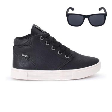 Imagem de Tenis Botinha Infantil Meninos Casual Cano Alto Confortavel + Oculos -