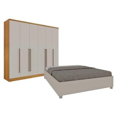 Imagem de Quarto de Casal Guarda-roupa 6 Portas Portugal e Cama Box Casal Queen 