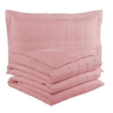 Imagem de Cobre Leito Soft Rosé Solteiro 2 Peças 100% Poliéster Matelado Dupla Face Liso-Sólido Rosê