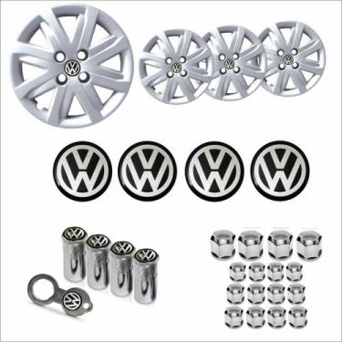 Imagem de Jogo Calota Aro 14 Gol Voyage Saveiro G5 2012 2013 + Emblema Resinado 