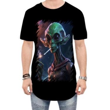 Imagem de Camiseta Longline Alien ET Fumando Alienígena 2 - Kasubeck Store®, M