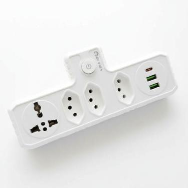 Imagem de Adaptador Benjamim Tomada Padrão Brasil 3 USB 3 Universal 1 - oi vida