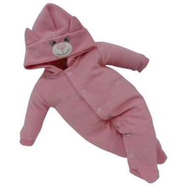 Imagem de Macacão Longo Luxo Bebê Menina Inverno Capuz Soft Bucle 7302 - Chuquin