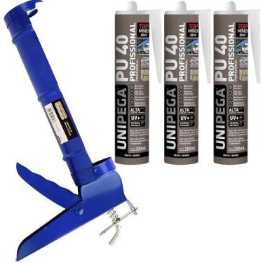 Imagem de Kit Aplicador de Silicone Profissional + 3 Selantes Poliuretano PU40 P