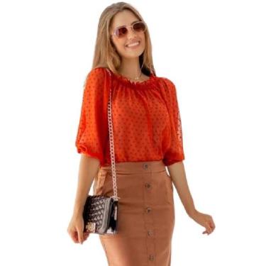 Imagem de Blusa Feminina Ciganinha de Poá - Gioconda Portto, Laranja avermelhado