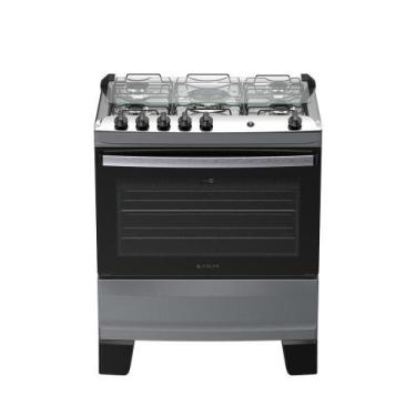 Imagem de Fogão 5 Bocas Atlas Agile Up Automático Mesa Inox Titanium Bivolt