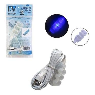 Imagem de Extensao 1,5m Com 3 Tomadas Bipolar Iluminada Bivolt - Oem