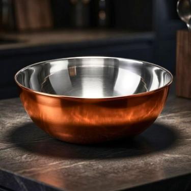 Imagem de O Bowl que Toda Cozinha Merece Tigela Inox Bronze 28cm 4,5L Mimo Style