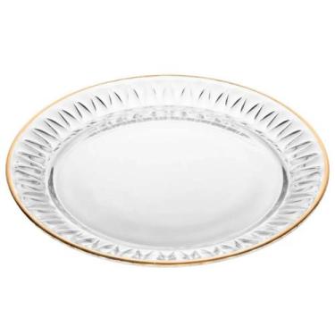 Imagem de Conjunto 2 Pratos de Sobremesa 20cm Cristal com Fio de Ouro Radial Lyo