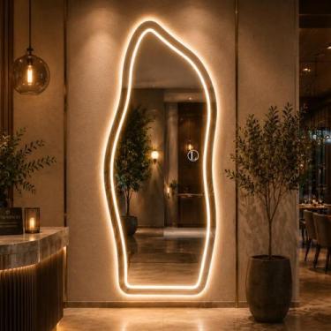 Imagem de Espelho Grande Organico Magnus 170x70 Led Jateado Decoracao - Lopazzi