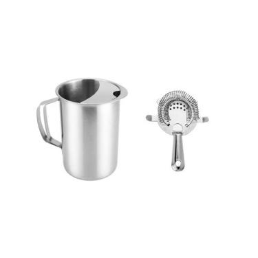 Imagem de Jarra de Suco Inox 1,8L e Coador Strainer 4 Apoios Bar Drink - casa ch