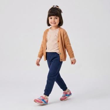 Imagem de Calça Moletom Menina Infantil Com Punho Upalôo, Azul escuro, 04